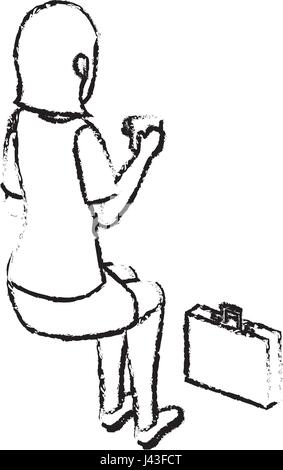 Businesswoman drinking coffee caractère avatar isométrique en position assise Illustration de Vecteur