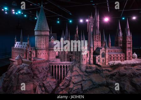 Modèle de Château de Poudlard, faisant de Harry Potter, Warner Bros Studio Tour Leavesden,, Londres Banque D'Images