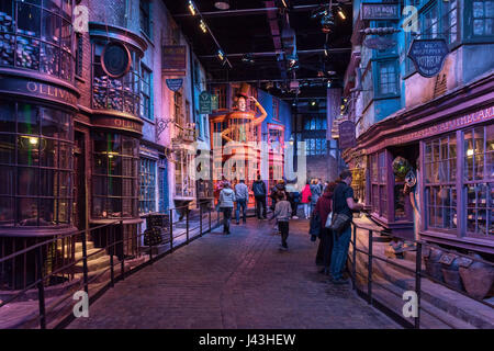 Le chemin de traverse, faisant de Harry Potter, Warner Bros Studio Tour Leavesden,, Londres Banque D'Images