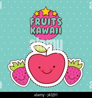 Kawaii avec des aliments colorés en arrière-plan droit Illustration de Vecteur