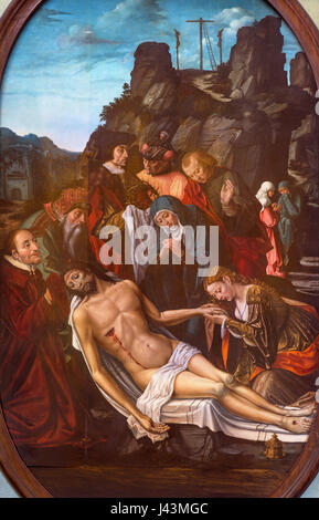 TURIN, ITALIE - 14 mars 2017 : la peinture de la déposition de la croix à l'église Chiesa di San Agostino par école allemande (16 100.). Banque D'Images