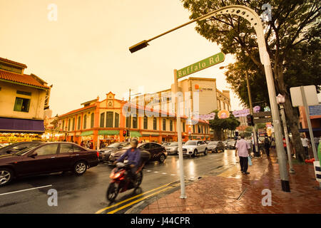 LITTLE INDIA, SINGAPOUR VILLE - 19 janvier 2017 : les conditions de circulation dans la ville de Little India, à Singapour. Une version propre et ordonné de l'Inde. Banque D'Images