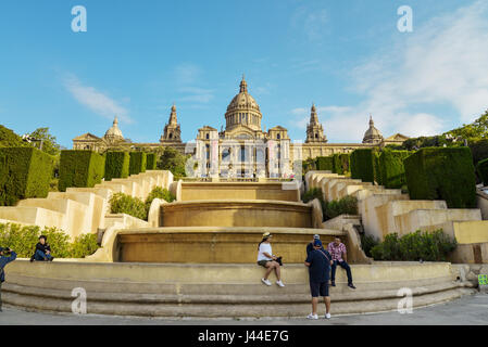 Barcelone, Espagne - 15 Avril 2017 : Musée national de Barcelone, Plaça de Espanya,Espagne. Banque D'Images