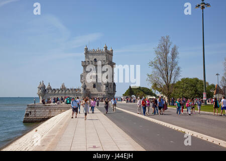 Le Portugal, l'Estredmadura, Lisbonne, Belém, Torre de Belem construit comme forteresse entre 1515-1521. Banque D'Images