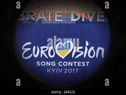 Kiev, UKRAINE - mai,6 2017 : le logo de l'Eurovision 2017 à Kiev, Ukraine Banque D'Images