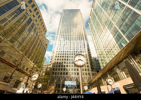 Le quartier financier de Canary Wharf à Londres, Angleterre, Royaume-Uni, UK Banque D'Images