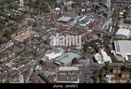 Vue aérienne du centre-ville de Altrincham, UK Banque D'Images