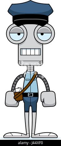 Un dessin animé robot porte-courrier à s'ennuyer. Illustration de Vecteur