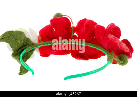 Un cerceau sur la tête de marguerites et de coquelicots rouges Banque D'Images