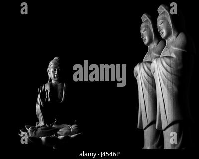 Sculpture Bouddha/佛 像/佛像 et Avalokitasvara/觀世音 觀音 sculpture Bodhisattva/觀自在 觀音菩薩/菩薩/觀自在菩薩 觀世音菩薩 ///像 Banque D'Images