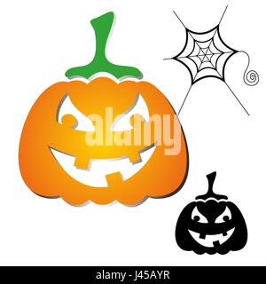 Scary Halloween citrouille orange et noir design elements Illustration de Vecteur