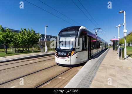 Transport pour le tramway d'Édimbourg Édimbourg Park Central tram dans Edinburgh Scotland UK Banque D'Images