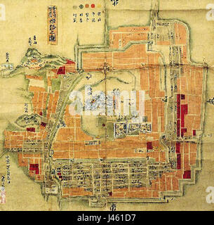 Ancienne carte d'Himeji castle Banque D'Images