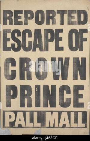 Pall Mall Gazette placard rapporté s'échapper du Prince Banque D'Images