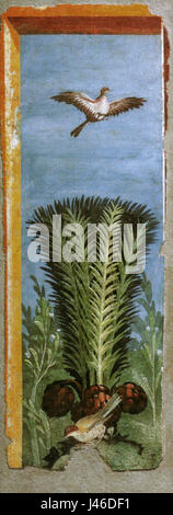 Un panneau de peinture murale de la région Vésuvienne, logé dans le musée Miho à Shiga, au Japon. La pièce provient de l'ancienne région de Pompéi et fait partie d'une collection qui met en valeur l'ancien romain Banque D'Images