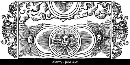 Le travail d'Olaus Magnus sur les reflets du Soleil explore la compréhension scientifique de la lumière du soleil et de ses effets. Magnus, un érudit suédois du XVIe siècle, était connu pour ses écrits sur les phénomènes naturels et la géographie. Banque D'Images