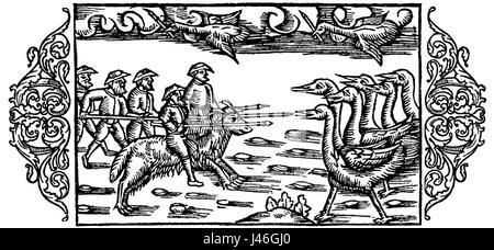 Olaus Magnus, cartographe et érudit suédois du XVIe siècle, décrit dans ses écrits les nains légendaires du Groenland et le rocher de Hvitsark. Ses œuvres mêlent géographie, folklore et mythe. Banque D'Images