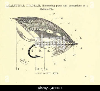 Il s'agit des composants ou des parties qui composent une mouche du saumon, qui est une mouche artificielle de pêche utilisée dans la pêche à la mouche du saumon. La mouche se compose de divers matériaux tels que des plumes, du fil et des crochets. Banque D'Images