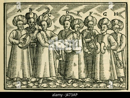 Turc (ottoman) musiciens Schweigger Salomon 1608 Banque D'Images