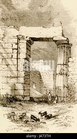Une représentation du portique des Propylaées, une partie de l'ancienne porte d'entrée de l'Acropole d'Athènes, peinte par Christopher Wordsworth en 1882. Banque D'Images