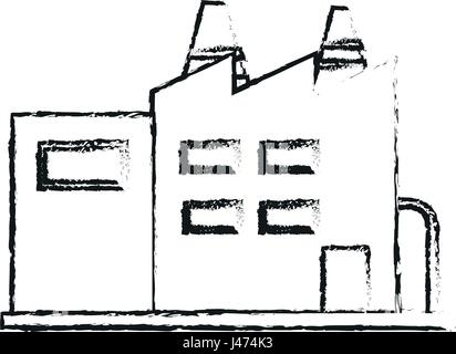 Caricature silhouette floue usine industrielle Bâtiment Illustration de Vecteur