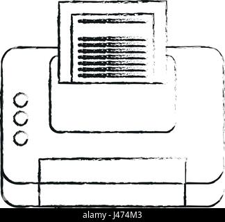 Caricature silhouette floue avec feuilles de l'imprimante Illustration de Vecteur