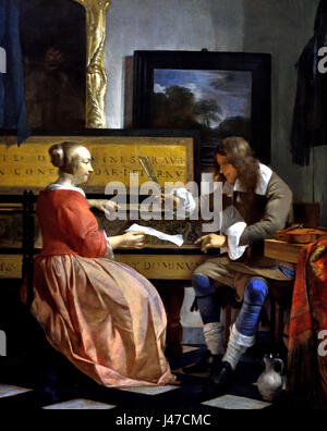 Un homme et une femme assis par un Gabriel Metsu 1629 Virginal 1665 - 1667 Le Néerlandais Pays-Bas Banque D'Images