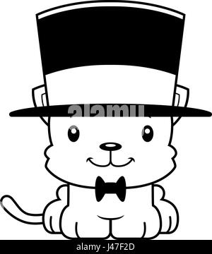 Un dessin animé chaton souriant dans un top hat. Illustration de Vecteur