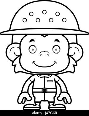 Un dessin animé zookeeper monkey en souriant. Illustration de Vecteur