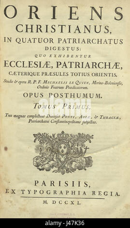 Michel le Quien, Oriens Christianus (1740) Banque D'Images