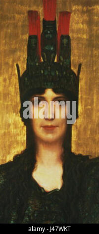 Cette représentation de Pallas Athéna, la déesse grecque de la sagesse et de la guerre, est recadrée pour souligner les caractéristiques emblématiques de la statue ou de l'œuvre d'art, mettant en valeur l'art grec classique et la mythologie. Banque D'Images