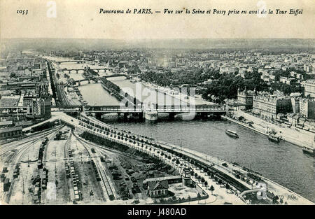 ND 1053 Panorama de PARIS Vue sur la Seine et Passy prise en aval de la Tour Eiffel Banque D'Images