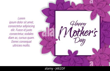 Happy mother's day design mise en page avec des fleurs. Vector illustration. Design féminin pour menu, flyer, carte, invitation avec zone de texte pour votre message. Illustration de Vecteur