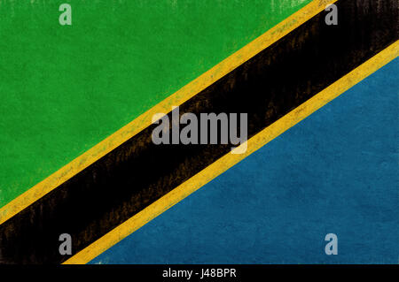Illustration du drapeau national de Tanzanie avec un look grunge. Banque D'Images