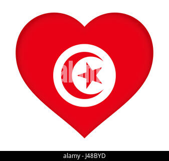 Drapeau En Forme De Coeur En Tunisie Avec Mot D Amour Rendu 3d Photo Stock Alamy