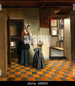 Pieter de Hooch une femme avec un enfant dans un garde-manger vers 1658 Banque D'Images