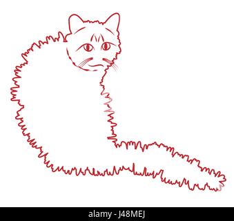 Assis fluffy cat rouge dessin vectoriel Illustration de Vecteur