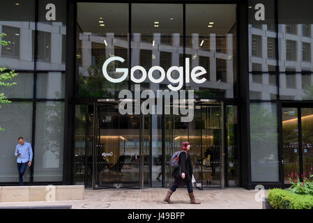 Londres, Royaume-Uni. Le 11 mai, 2017. L'extérieur de l'administration centrale de Londres de Google est vu dans son campus à King's Cross. Un rapport récent a indiqué que Google, appartenant à la société mère, l'alphabet est de loin le plus grand propriétaire de médias dans le monde avec 79,4 milliards de dollars (£61,5 milliards) en revenus publicitaires en 2016, trois fois plus que le deuxième plus grand, Facebook, avec 26,9 milliards de dollars, selon les données de l'agence et de l'analyse Zénith. Crédit : Stephen Chung/Alamy Live News Banque D'Images