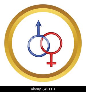 Signer l'homme et la femme, icône vector cartoon style Illustration de Vecteur