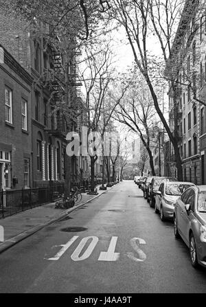 Le noir et blanc street de Soho sur l'île de Manhattan, New York Banque D'Images