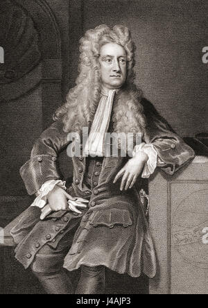 Sir Isaac Newton, 1642 - 1727. Le physicien anglais mathématique et scientifique. Banque D'Images