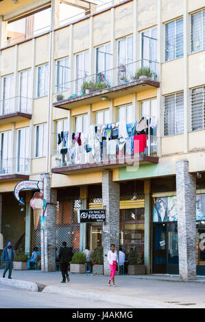 Scène de rue Haile Selassie, Piazza, Addis-Abeba, Ethiopie Banque D'Images