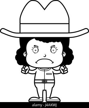 Un dessin animé cowboy girl à la colère. Illustration de Vecteur