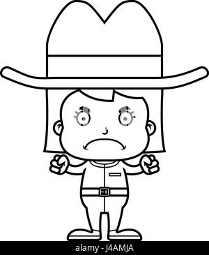 Un dessin animé cowboy girl à la colère. Illustration de Vecteur