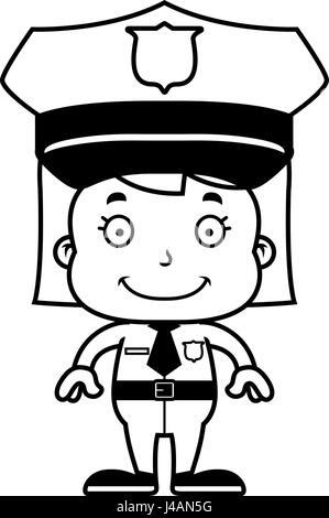 Un agent de police cartoon girl smiling. Illustration de Vecteur