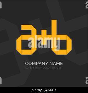 Lettre créative A plus B logo vector design. Inscrivez-vecteur. Logotype de caractères Symboles. Icône Logo design. Lettres d'Origami Illustration de Vecteur