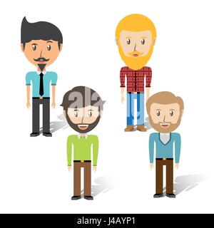Définir la diversité des différents hommes avatars sur fond blanc Illustration de Vecteur