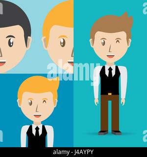 Définir la diversité hommes d'avatars Illustration de Vecteur