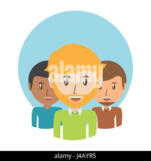 Les hommes de différents avatars ensemble la diversité au fil cercle bleu Illustration de Vecteur