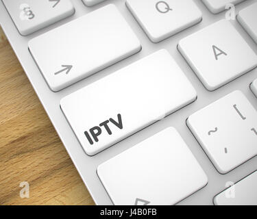 IPTV - Inscription sur le bouton Clavier blanc. 3D. Banque D'Images